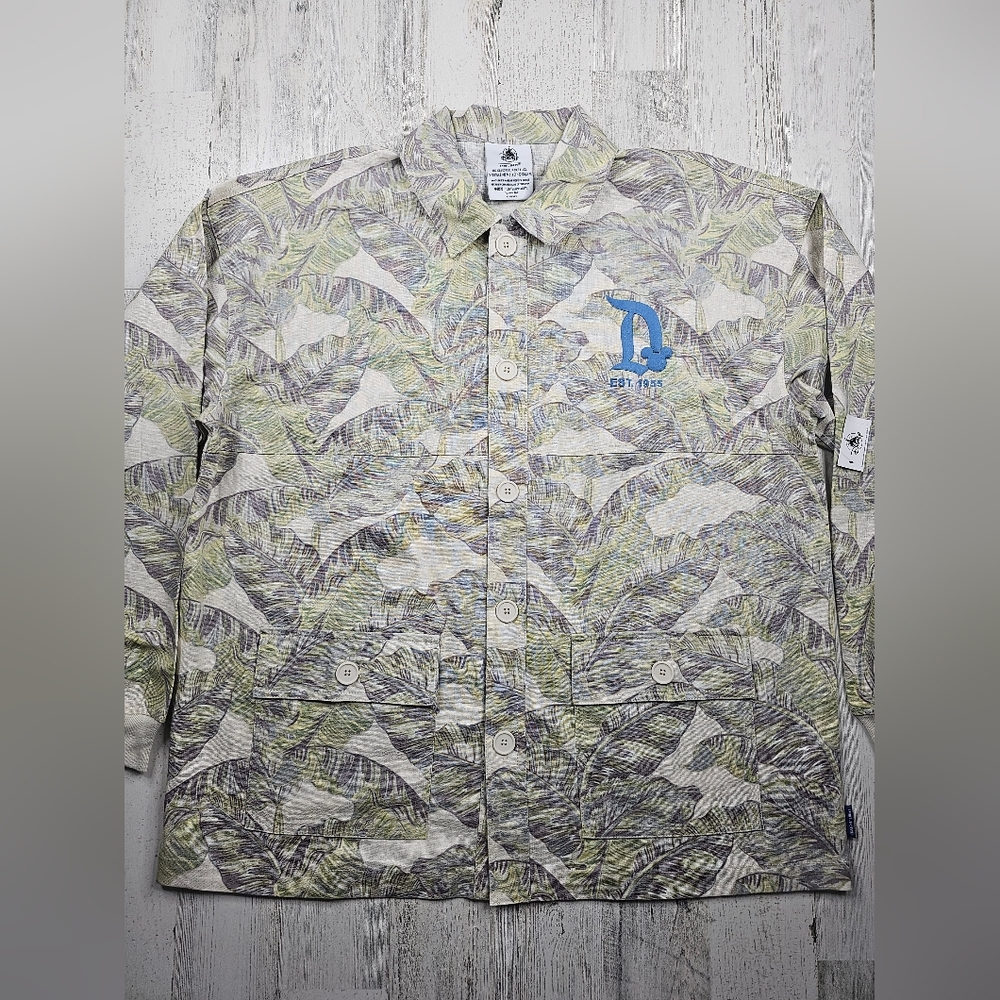 Disneyland Resort Linen Blend Spirit Jersey Tropical Long Sleeve Shirt Men's XL